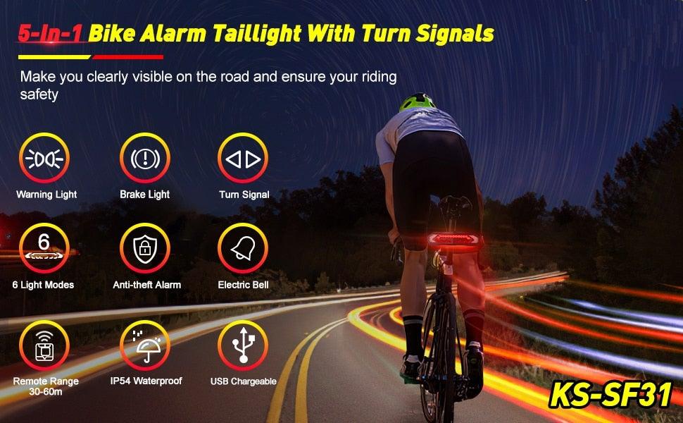 Anti-Theft Bike Alarm Taillight with Remote & Turn Signals