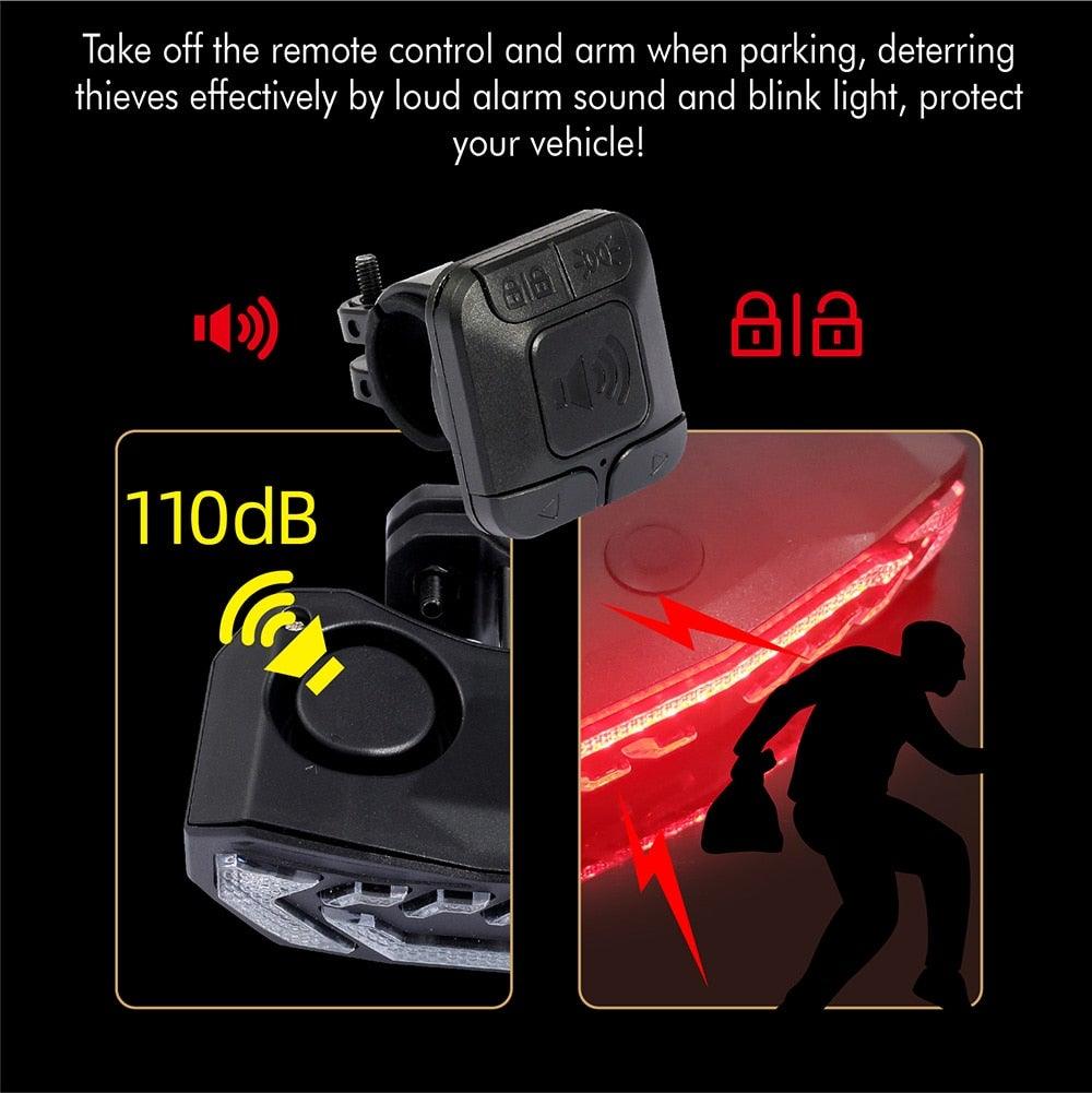 Anti-Theft Bike Alarm Taillight with Remote & Turn Signals
