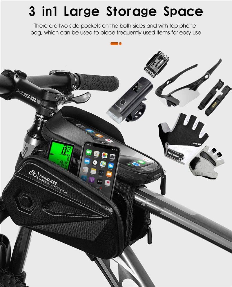 Adjustable Waterproof Bike Phone Bag - Touch Screen Top Tube