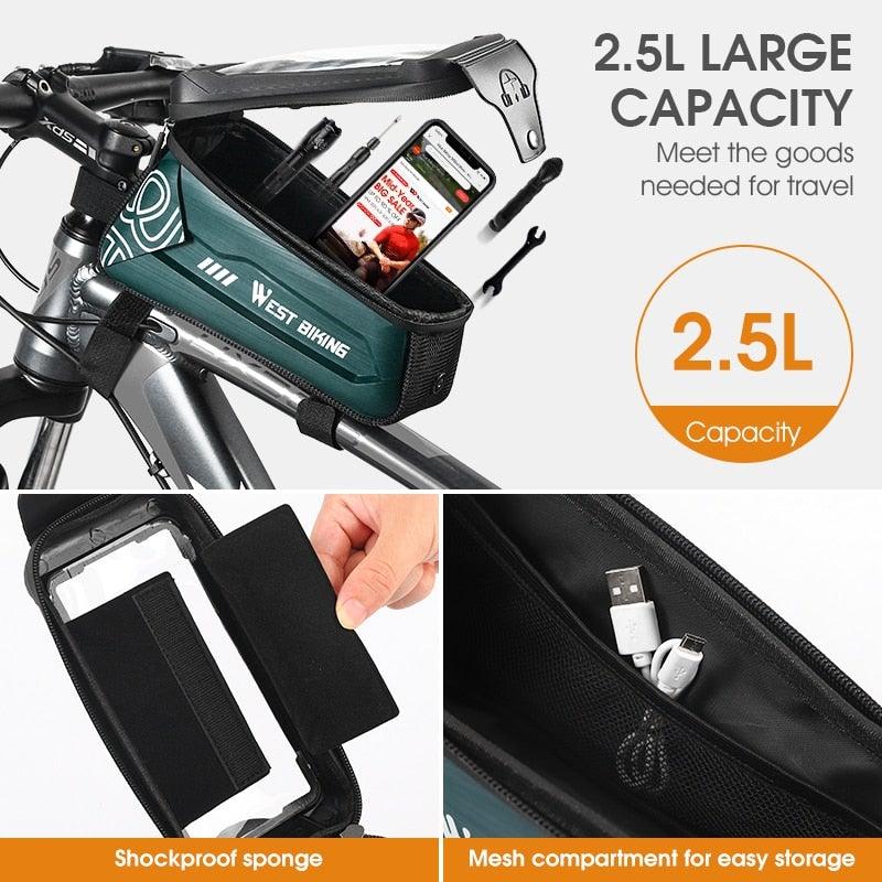 Adjustable Waterproof Bike Phone Bag - Touch Screen Top Tube