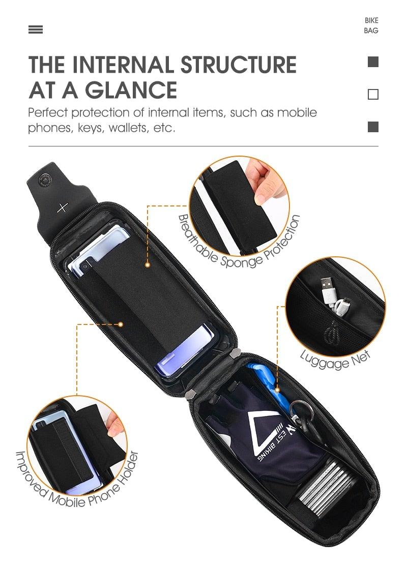 Adjustable Waterproof Bike Phone Bag - Touch Screen Top Tube