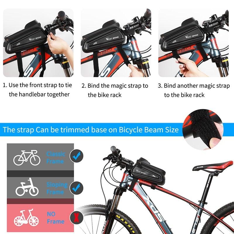 Adjustable Waterproof Bike Phone Bag - Touch Screen Top Tube