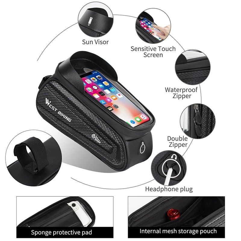 Adjustable Waterproof Bike Phone Bag - Touch Screen Top Tube