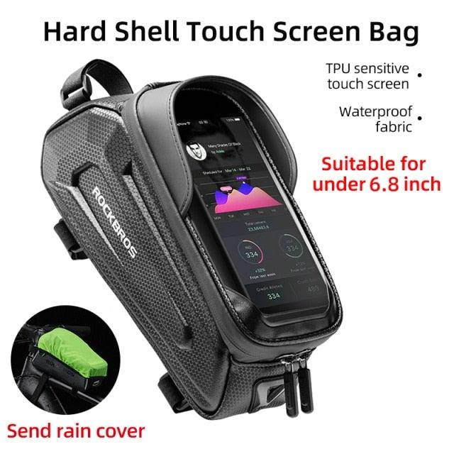 Touchscreen Bike Frame Bag with Rain Cover - Fits Up to 6.8 Inch
