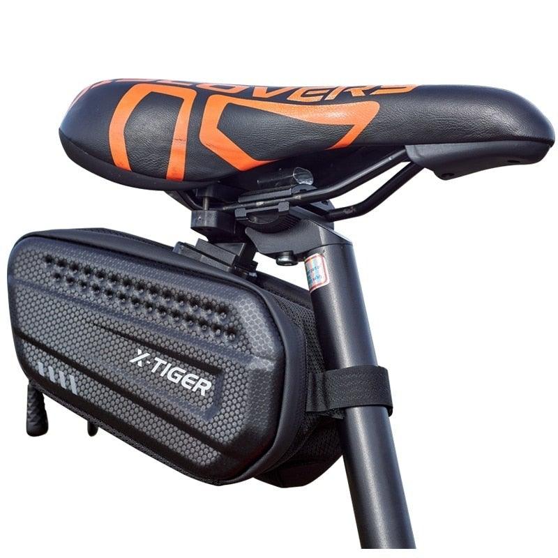 Black 1.2L under-seat bicycle storage pouch