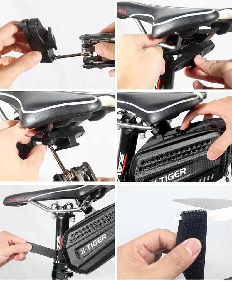 1.2L Waterproof Bike Seat Post Bag - Under-Seat Storage Pouch