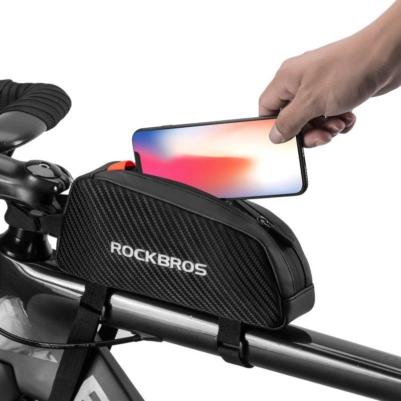 Black reflective ultralight bike top tube bag 1.1L capacity