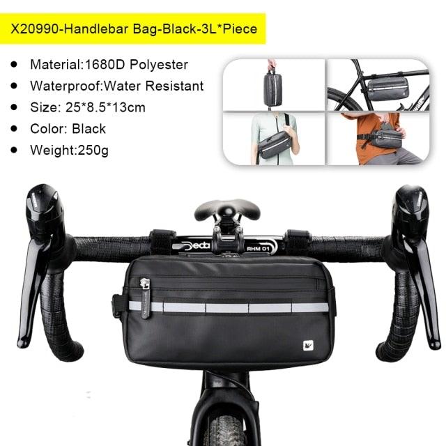 Waterproof Bike Handlebar Bag - Large Capacity 2-Piece Set