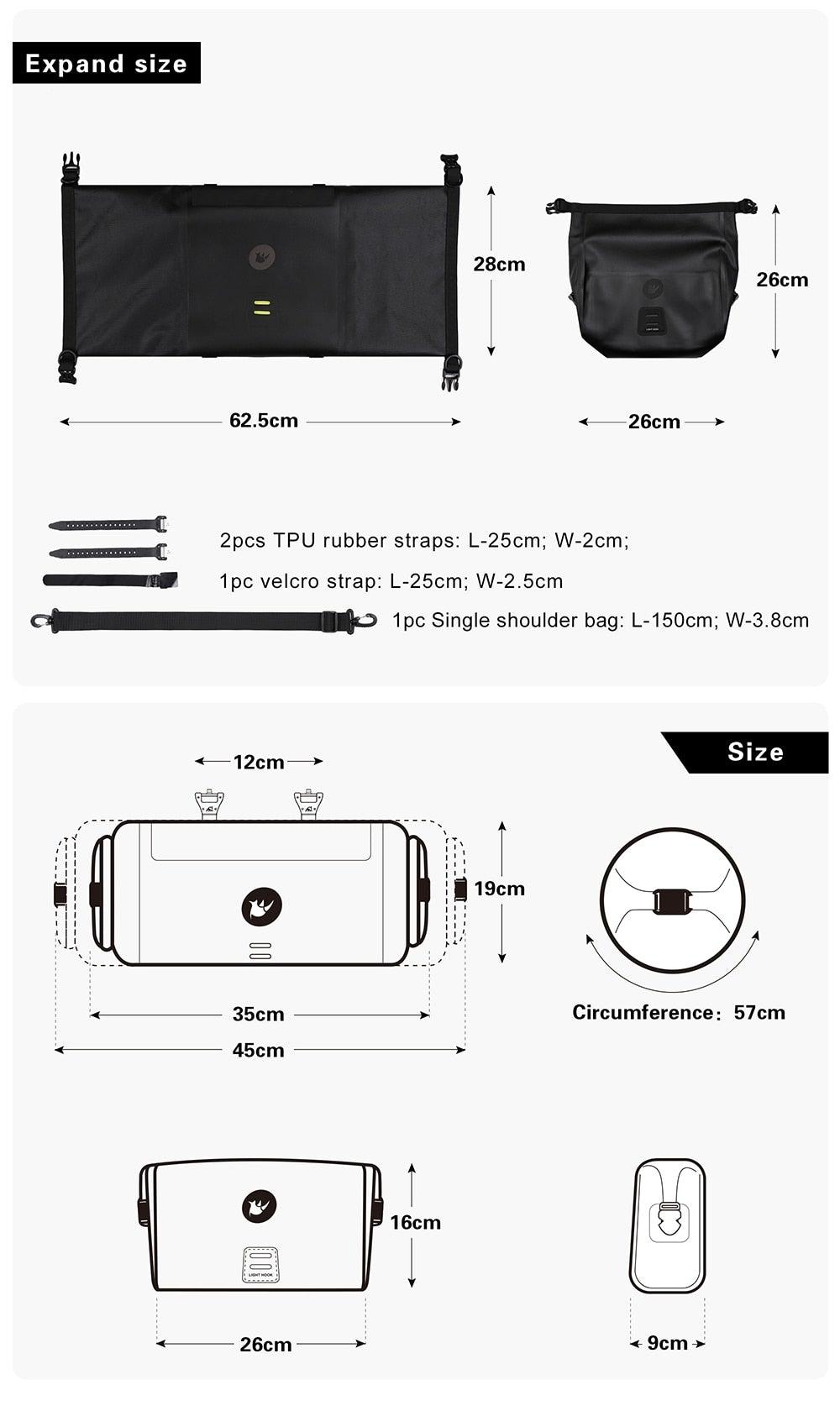 Waterproof Bike Handlebar Bag - Large Capacity 2-Piece Set