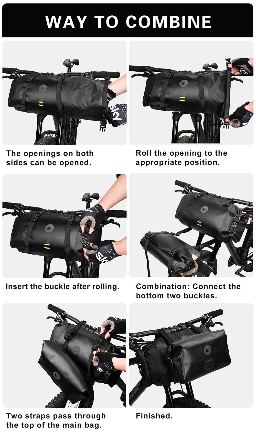 Waterproof Bike Handlebar Bag - Large Capacity 2-Piece Set