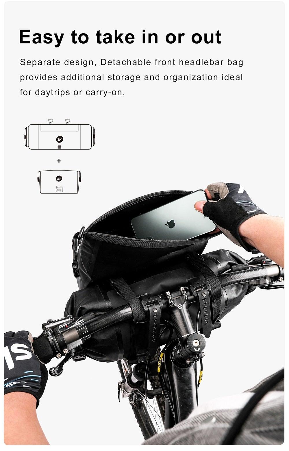Waterproof Bike Handlebar Bag - Large Capacity 2-Piece Set