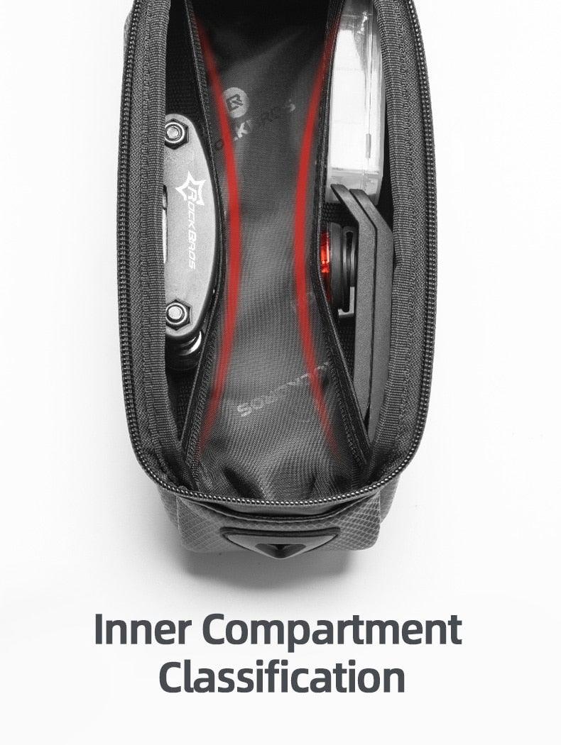 Waterproof Bike Frame Bag with Touch Screen Phone Case - Black