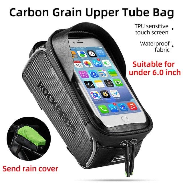 Waterproof Bike Frame Bag with Touch Screen Phone Case - Black