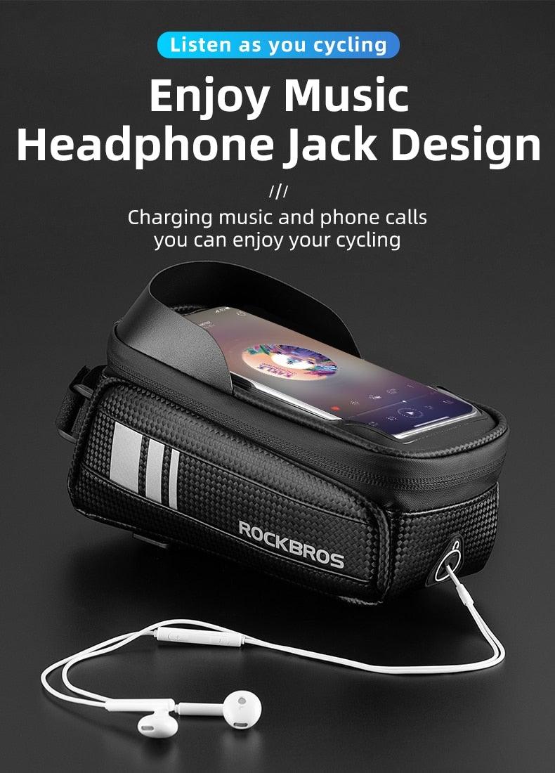 Waterproof Bike Frame Bag with Touch Screen Phone Case - Black