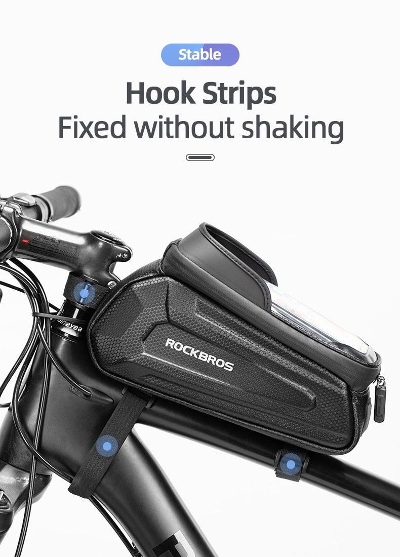 Waterproof Bike Frame Bag with Touch Screen Phone Case - Black