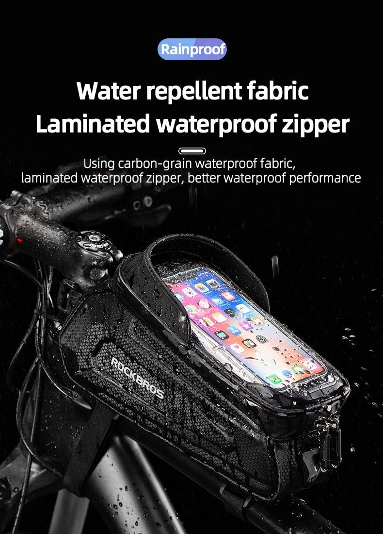 Waterproof Bike Frame Bag with Touch Screen Phone Case - Black