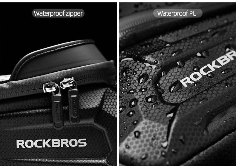 Waterproof Bike Frame Bag with Touch Screen Phone Case - Black