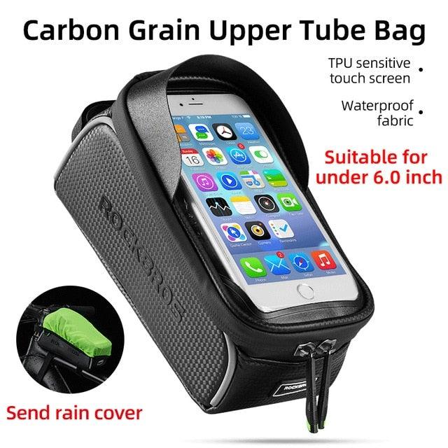 Waterproof Bike Frame Bag with Touch Screen Phone Case - Black
