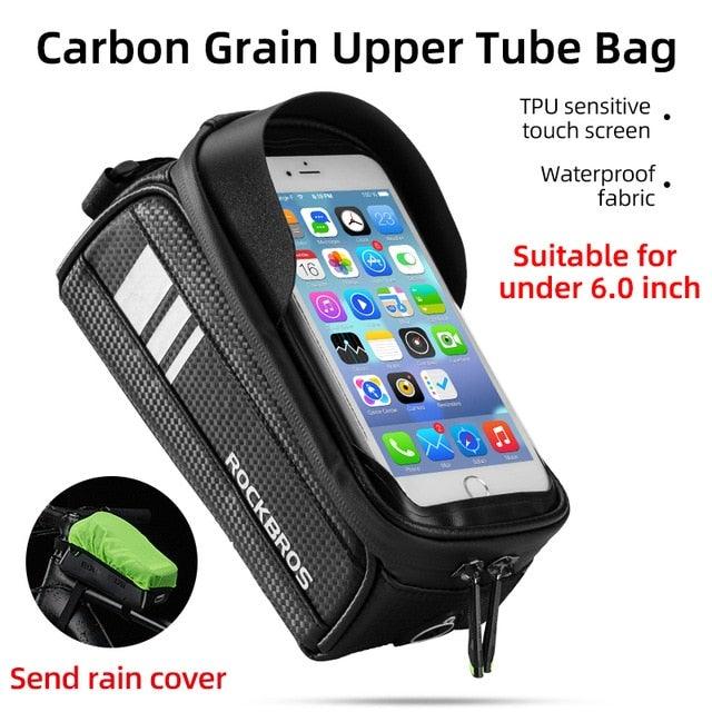Waterproof Bike Frame Bag with Touch Screen Phone Case - Black