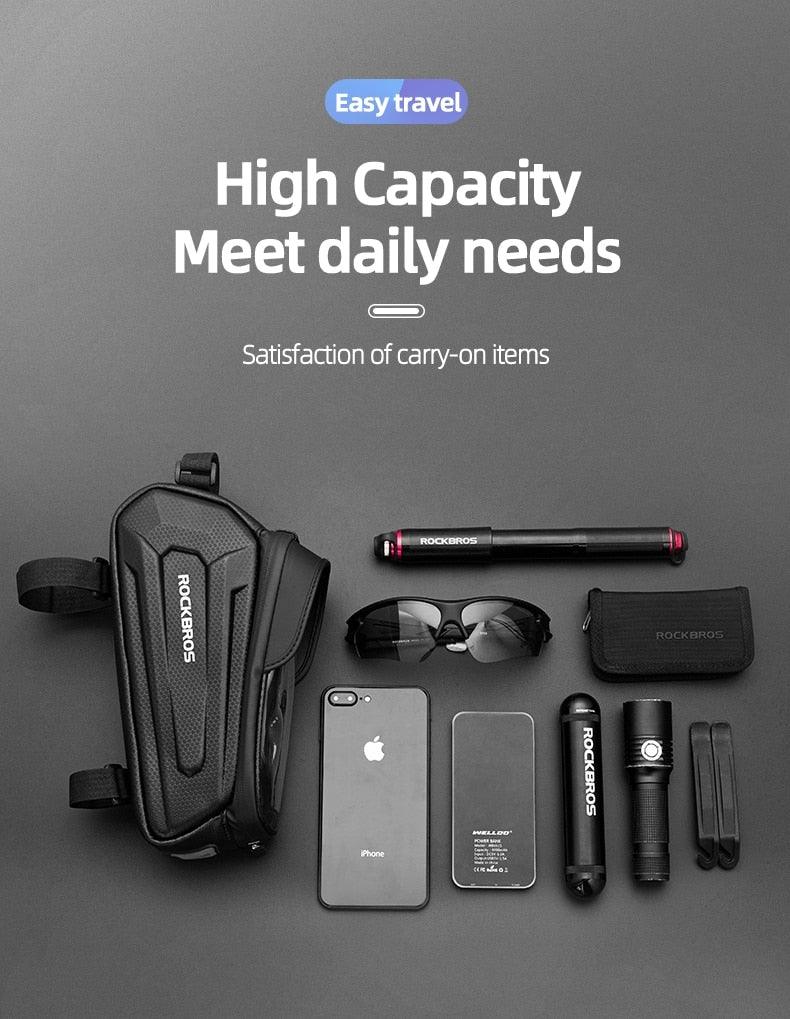 Waterproof Bike Frame Bag with Touch Screen Phone Case - Black