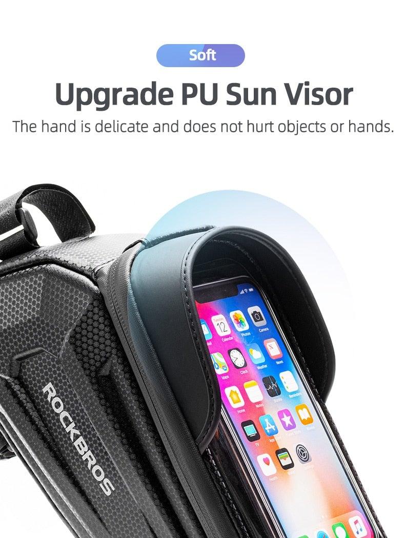 Waterproof Bike Frame Bag with Touch Screen Phone Case - Black