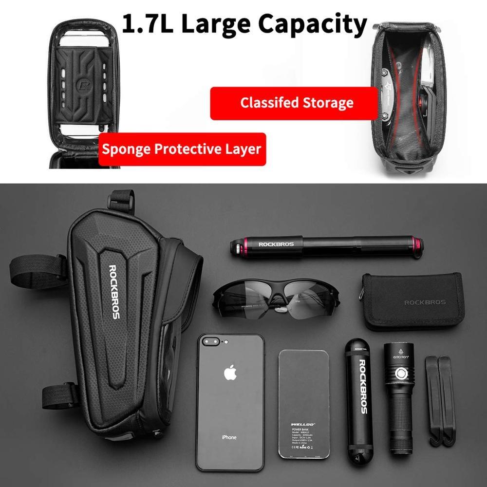 Waterproof Bike Frame Bag with Touch Screen Phone Case - Black