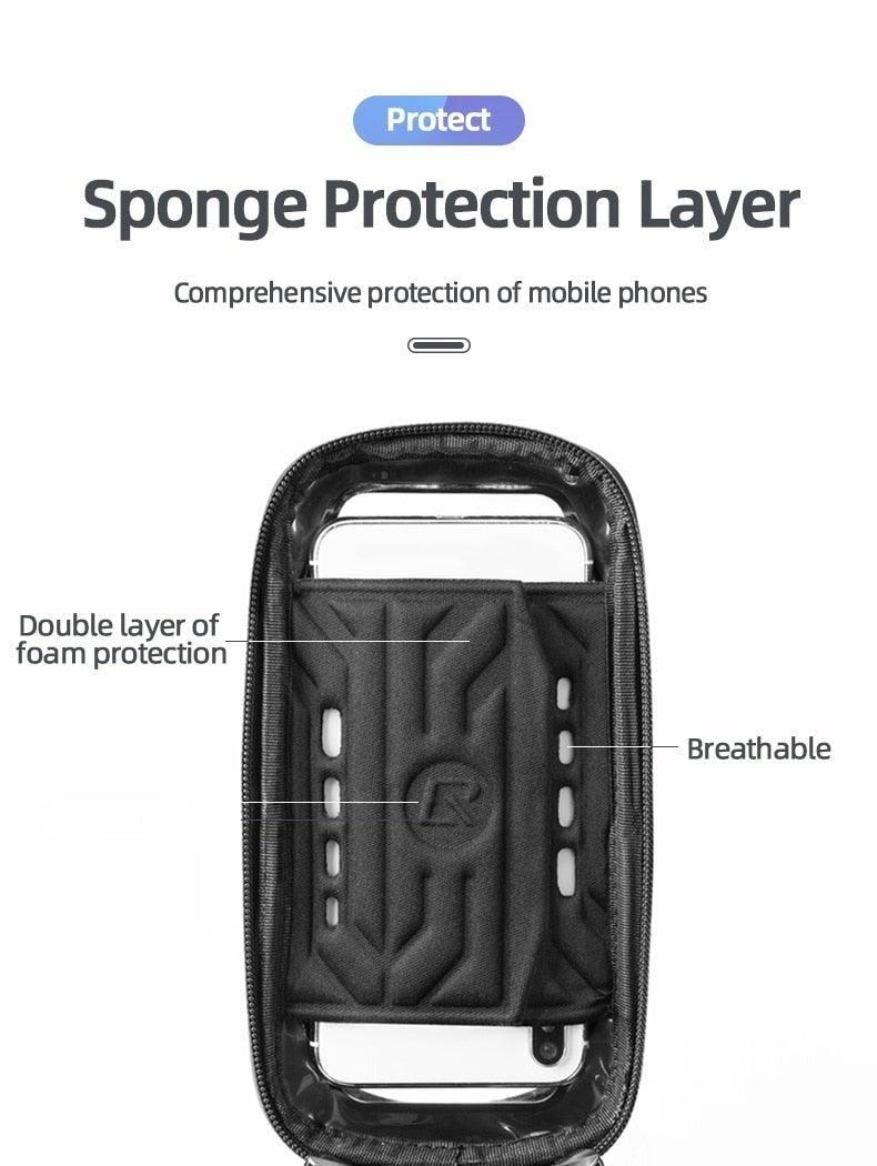 Waterproof Bike Frame Bag with Touch Screen Phone Case - Black