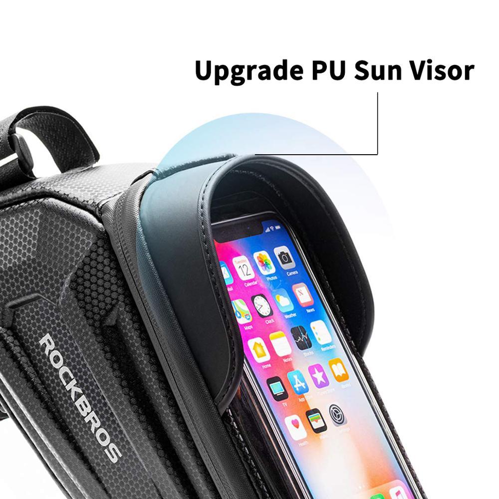 Waterproof Bike Frame Bag with Touch Screen Phone Case - Black