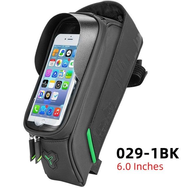 Waterproof Bike Frame Bag with Touch Screen Phone Case - Black