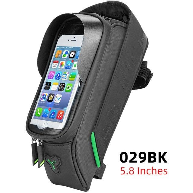 Waterproof Bike Frame Bag with Touch Screen Phone Case - Black