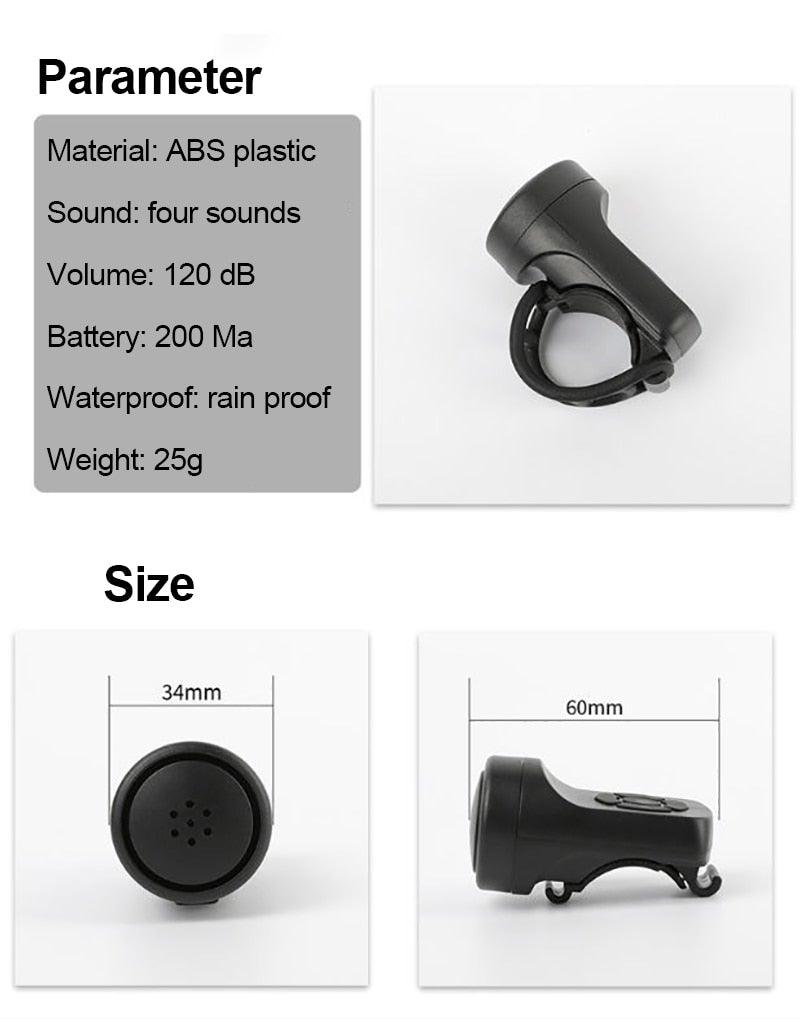 Electric Bicycle Horn USB Rechargeable Loud Alert Cycling Alarm