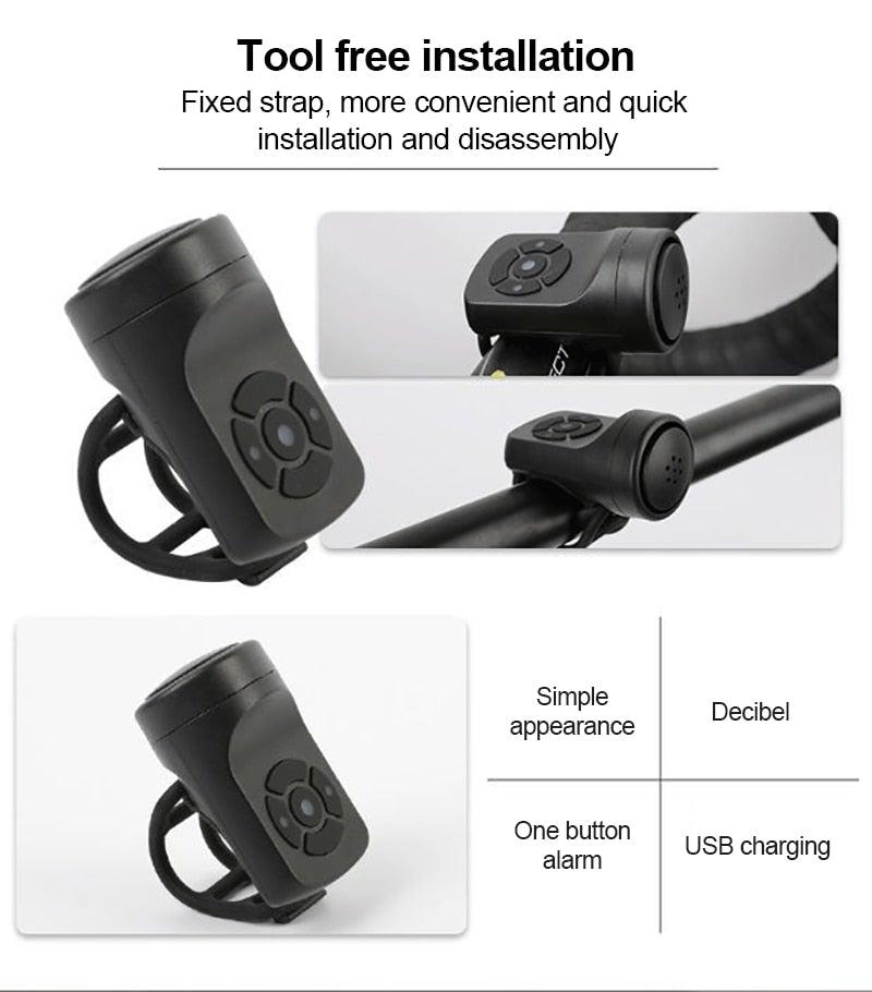 Electric Bicycle Horn USB Rechargeable Loud Alert Cycling Alarm