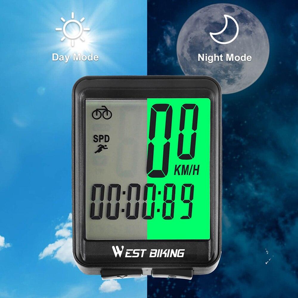 Waterproof bicycle speedometer with LCD backlight display mounted on a road bike handlebar