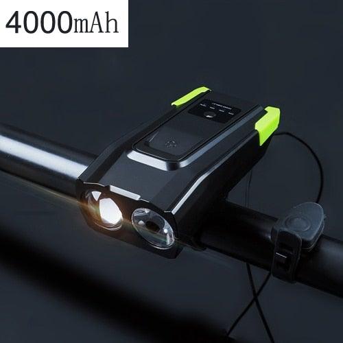 800 Lumen USB Rechargeable Bike Headlight with Integrated Horn