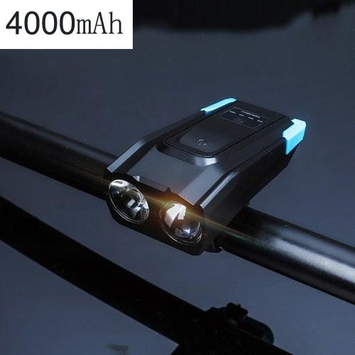 800 Lumen USB Rechargeable Bike Headlight with Integrated Horn