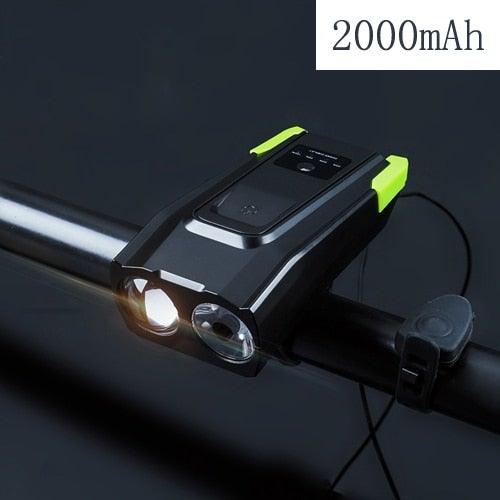 800 Lumen USB Rechargeable Bike Headlight with Integrated Horn