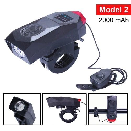 800 Lumen USB Rechargeable Bike Headlight with Integrated Horn