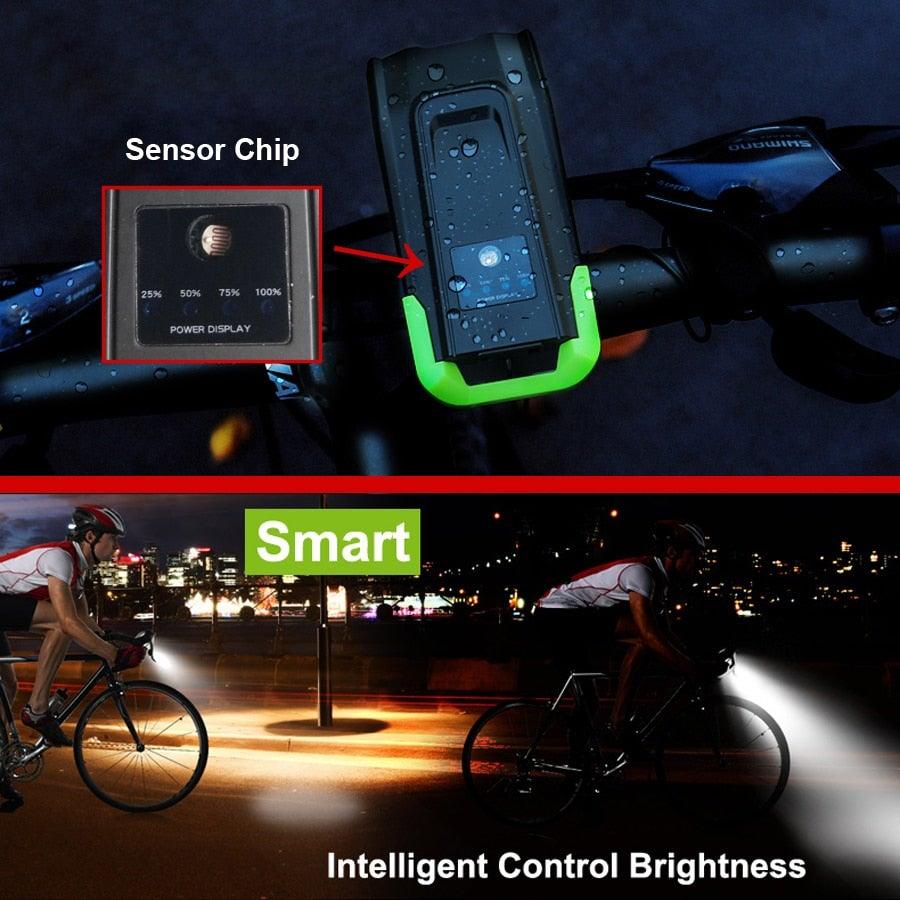800 Lumen USB Rechargeable Bike Headlight with Integrated Horn