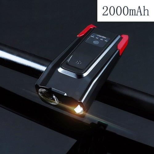 800 Lumen USB Rechargeable Bike Headlight with Integrated Horn