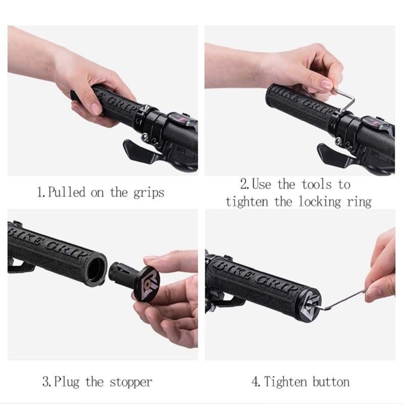 Anti-Skid Mountain Bike Grips with Dual Aluminum Lock-On Clamps