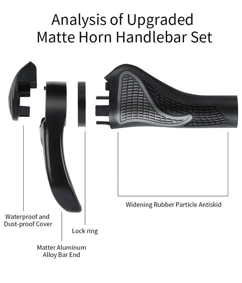 Anti-Skid Mountain Bike Grips with Dual Aluminum Lock-On Clamps