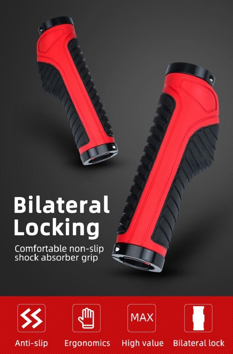 Anti-Skid Mountain Bike Grips with Dual Aluminum Lock-On Clamps