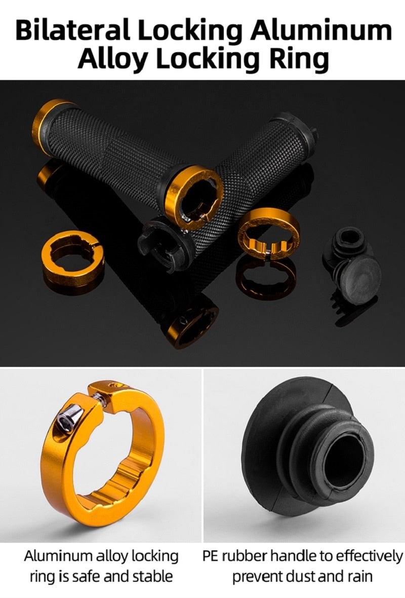 Anti-Skid Mountain Bike Grips with Dual Aluminum Lock-On Clamps