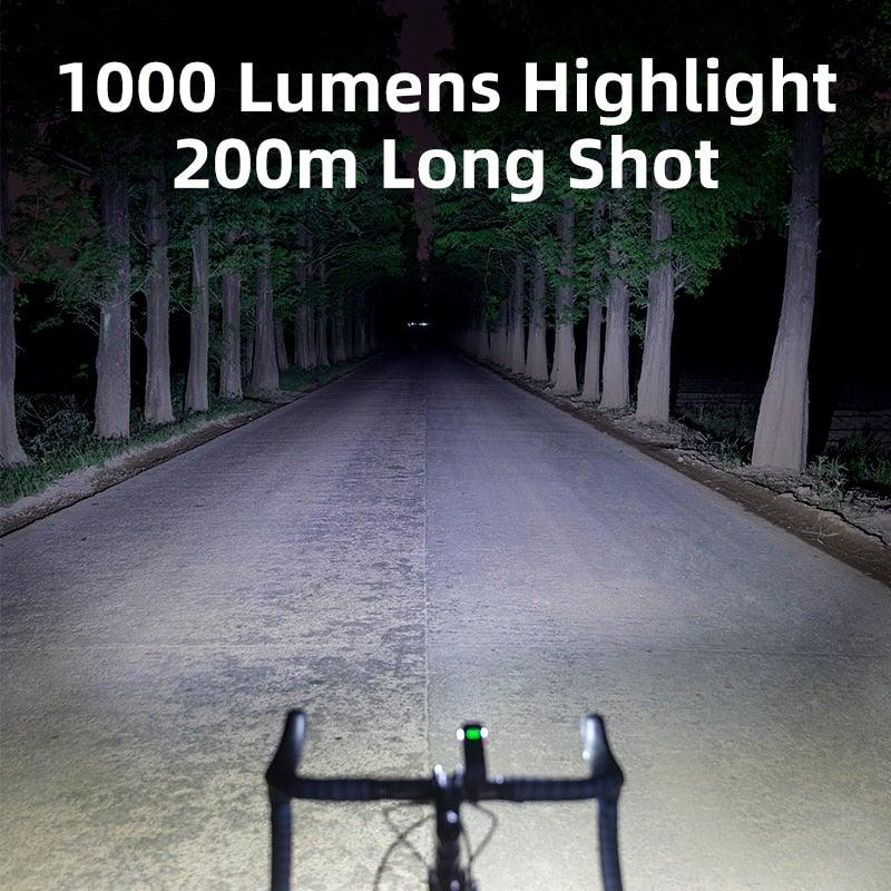 1000 Lumen Aluminum Alloy Bike Headlight and Taillight USB Set