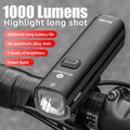 Rockbros 1000 lumen aluminum alloy bike headlight in black