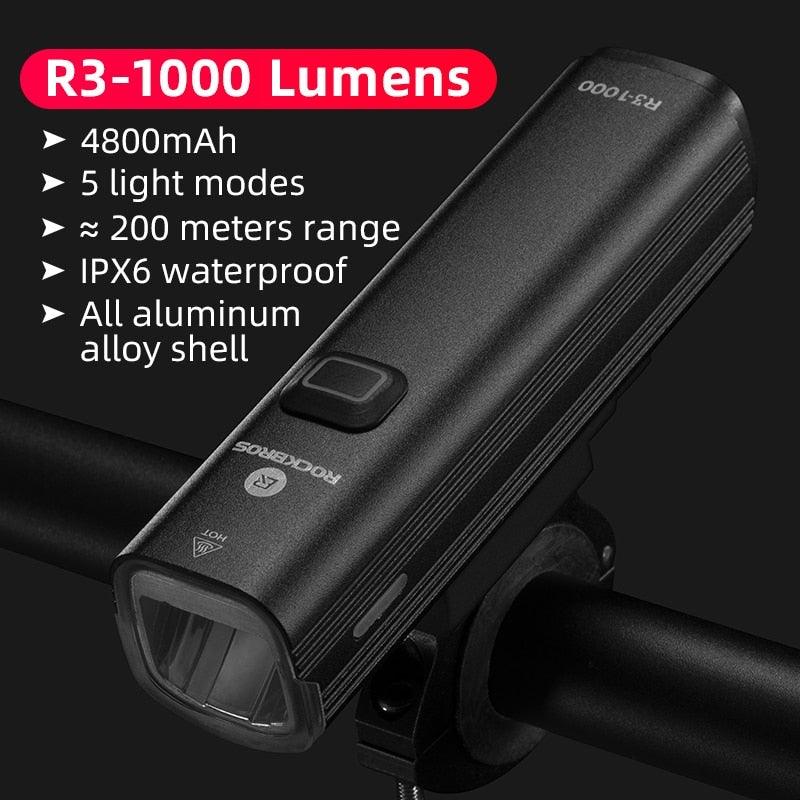 1000 Lumen Aluminum Alloy Bike Headlight and Taillight USB Set
