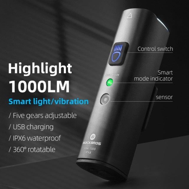 1000 Lumen Aluminum Alloy Bike Headlight and Taillight USB Set