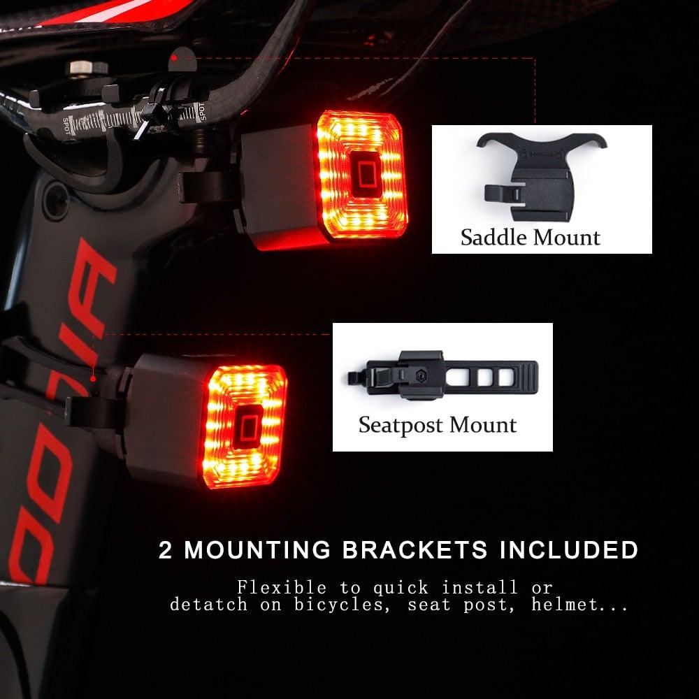 Minimalist USB Rechargeable LED Bike Tail Light with Brake Sensor
