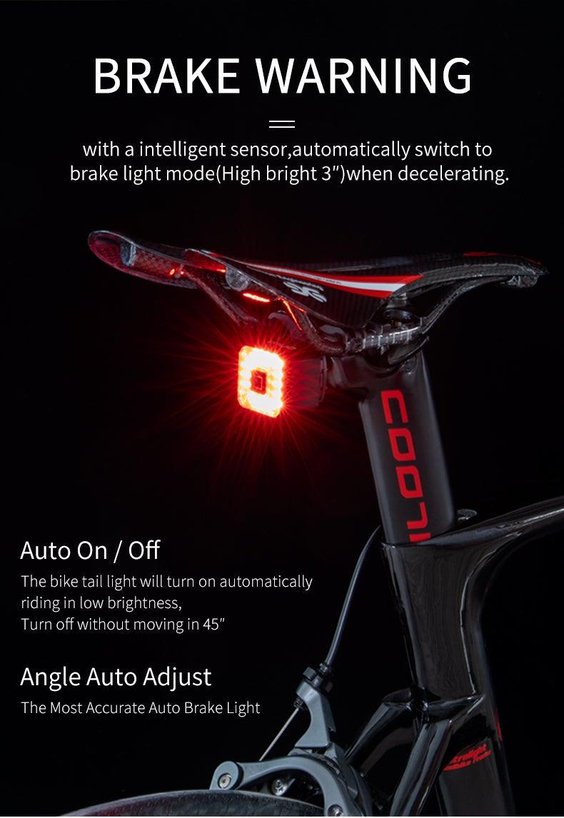 Minimalist USB Rechargeable LED Bike Tail Light with Brake Sensor