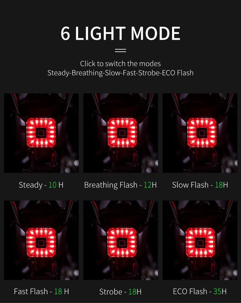 Minimalist USB Rechargeable LED Bike Tail Light with Brake Sensor